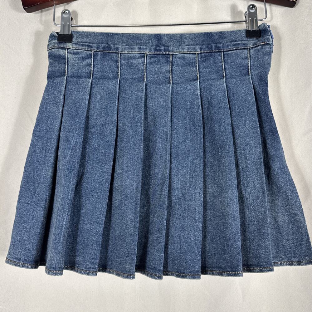 Y2K Wildcat Micro Mini Skirt Med Pleated Denim 2000's Pop Punk Grunge
